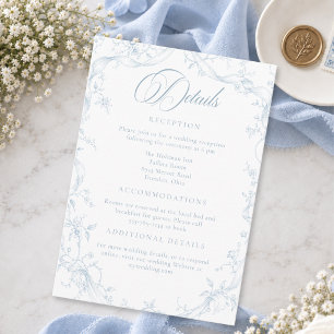 Classic Vintage Dusty Blue Floral Wreath Wedding Enclosure Card