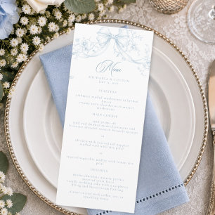 Classic Vintage Dusty Blue Floral Wreath Wedding Menu