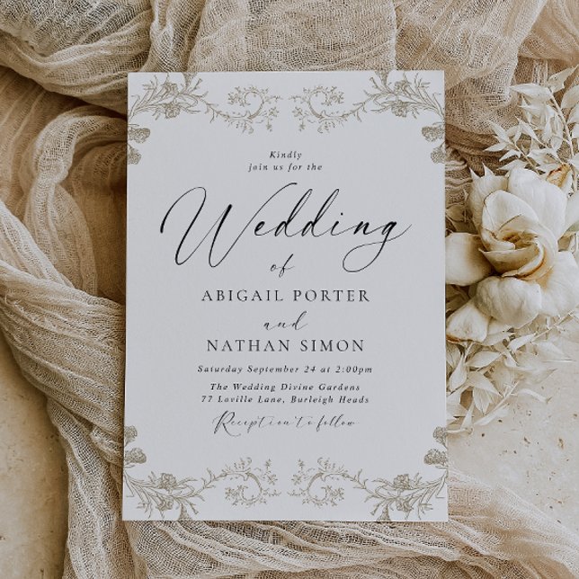 Classic Vintage Elegant Script Wedding Invitation (Creator Uploaded)