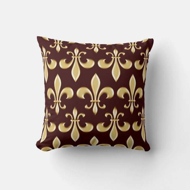 Classic Vintage Etching Fleur-de-lis Art Cushion (Front)