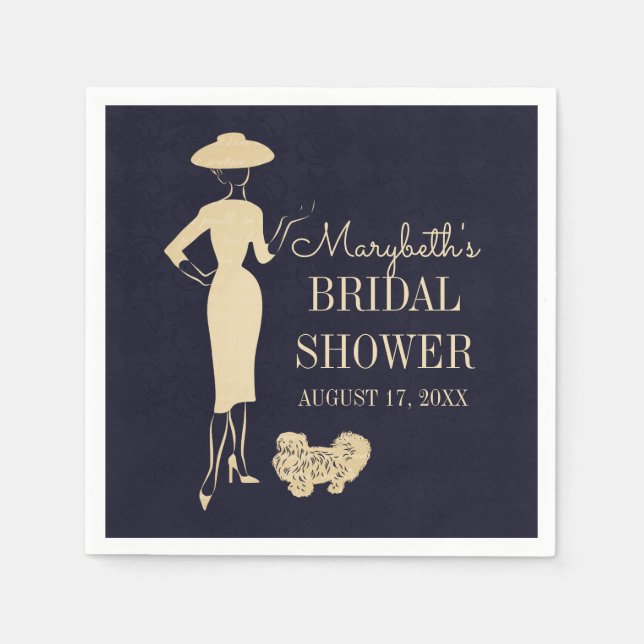 Classic Vintage Fashion Bridal Shower Paper Napkin (Front)