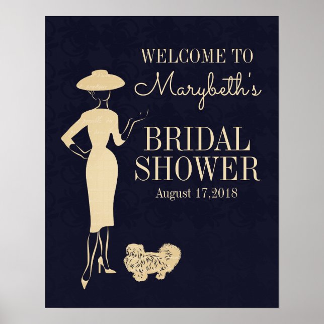 Classic Vintage Fashion Bridal Shower Welcome Sign (Front)