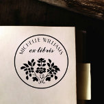 Classic Vintage Floral Name Ex Libris Bookplate Self-inking Stamp<br><div class="desc">Classic Vintage Floral Name Ex Libris Bookplate Self-inking Stamp. Featuring a round border around your name curved over "ex libris" in chic script font with a vintage floral detail below.</div>