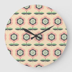 Classic Vintage: Floral Seamless Design Large Clock