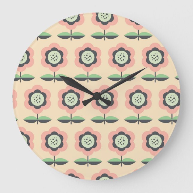 Classic Vintage: Floral Seamless Design Large Clock (Front)