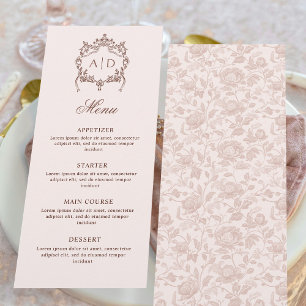 Classic Vintage Frame Crest Wedding Monograms Menu