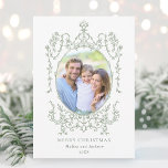 Classic Vintage Frame Merry Christmas Photo  Holiday Card<br><div class="desc">This flat christmas | holiday card features a simple sage green vintage frame with a photo.  For more advanced customisation of this design,  please click the BLUE DESIGN TOOL BUTTON above!</div>