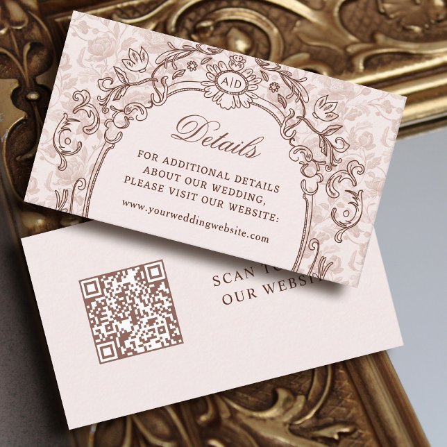 Classic Vintage Frame Wedding Details Website Enclosure Card (Creator Uploaded)