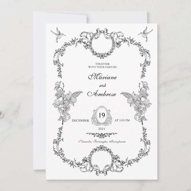 Classic Vintage Frame Wedding Invitation  (Front)