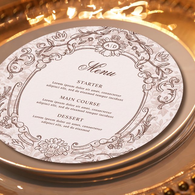 Classic Vintage Frame Wedding Round Menu (Creator Uploaded)
