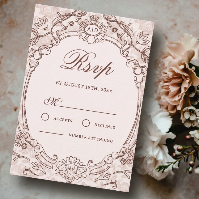 Classic Vintage Frame Wedding RSVP Card (Creator Uploaded)