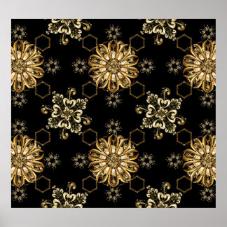 Classic Vintage: Golden Oriental Seamless. Poster