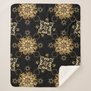 Classic Vintage: Golden Oriental Seamless. Sherpa Blanket