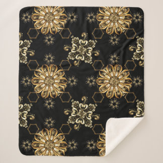 Classic Vintage: Golden Oriental Seamless. Sherpa Blanket