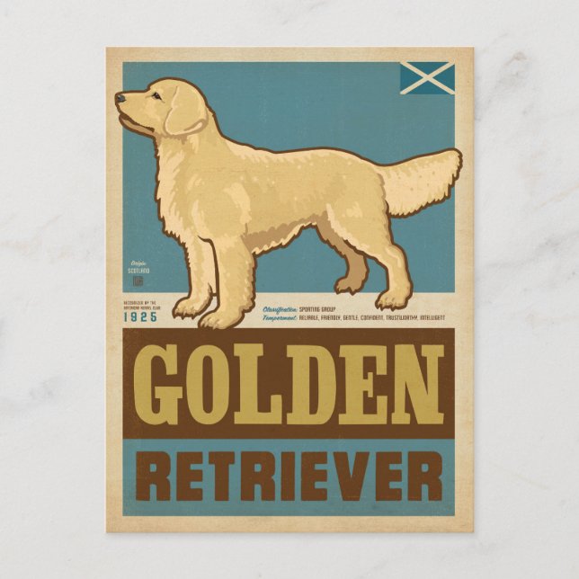 Classic Vintage Golden Retriever Postcard (Front)