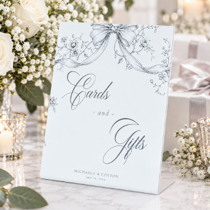 Classic Vintage Grey Black Floral Wedding Gift Pedestal Sign
