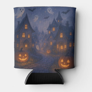 classic, vintage Halloween town design Can Cooler