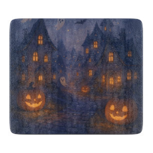 classic, vintage Halloween town design Cutting Board