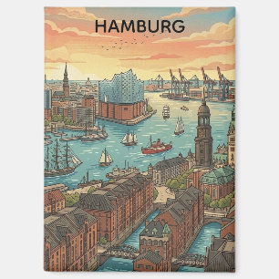 Classic Vintage Hamburg Germany Travel  Magnet