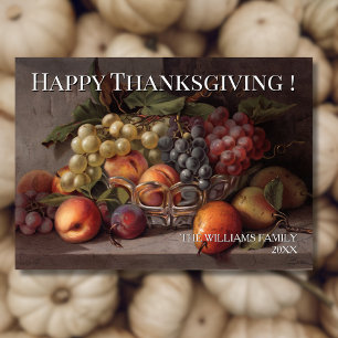 Classic Vintage Happy Thanksgiving Autumn Fruit Card