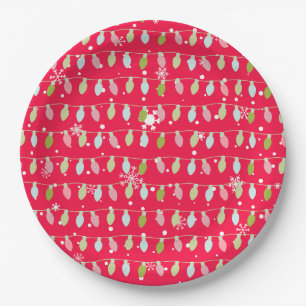 Classic Vintage Holiday Pattern-Christmas Lights 1 Paper Plate