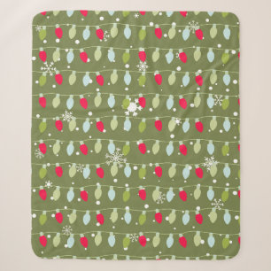 Classic Vintage Holiday Pattern-Christmas Lights 2 Sherpa Blanket