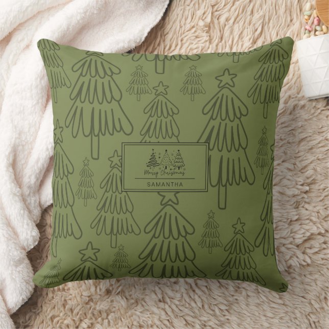Classic Vintage Holiday Pattern-Christmas Tree (1) Cushion (Blanket)