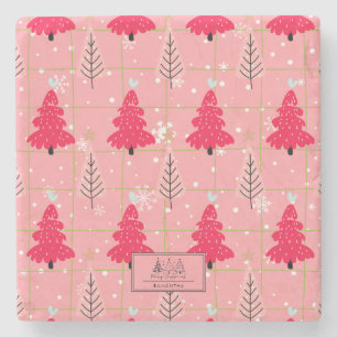 Classic Vintage Holiday Pattern-Christmas Tree (4) Stone Coaster