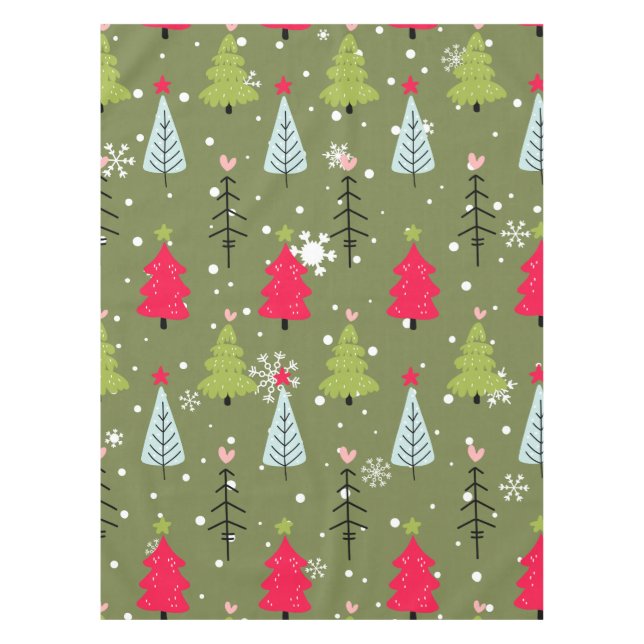 Classic Vintage Holiday Pattern-Christmas Tree (4) Tablecloth (Front)
