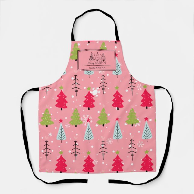 Classic Vintage Holiday Pattern-Christmas Tree (5) Apron (Front)
