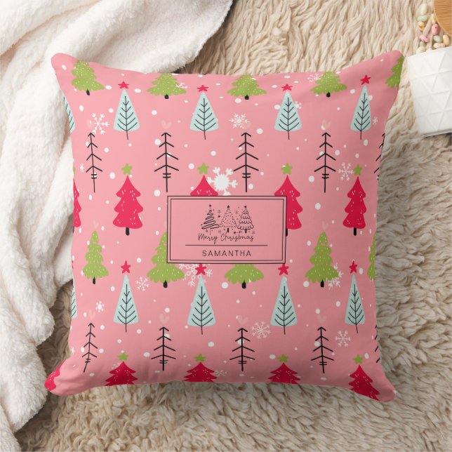 Classic Vintage Holiday Pattern-Christmas Tree (5) Cushion (Blanket)