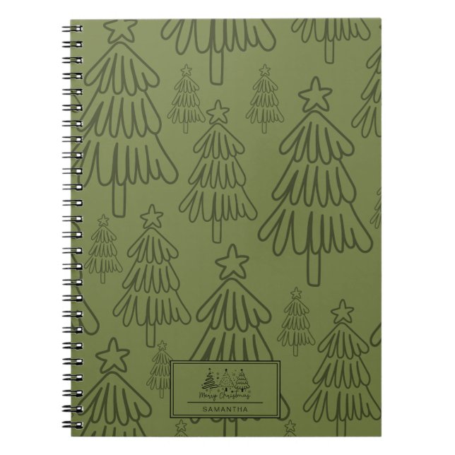 Classic Vintage Holiday Pattern-Christmas Tree Notebook (Front)