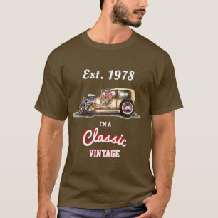 Classic Vintage HotRod Car Birthday Year EST T-Shirt