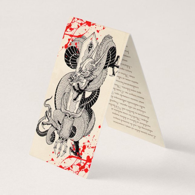 Classic vintage  japanese Blood  Dragon Tattoo Business Card (Back)