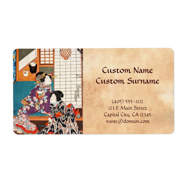 Classic vintage japanese ukiyo-e geishas Utagawa (Front)