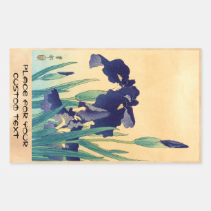 Classic vintage japanese ukiyo-e violet irises art rectangular sticker