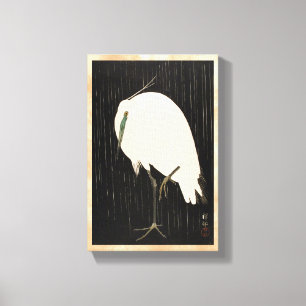 Classic vintage japanese ukiyo-e white crane art canvas print