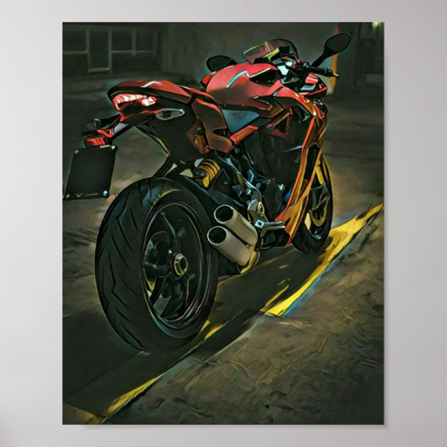 classic vintage motorcycle gift poster (Front)