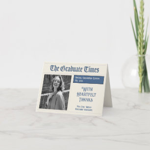 Classic Vintage Newspaper style graduation 2026 Thank You Card