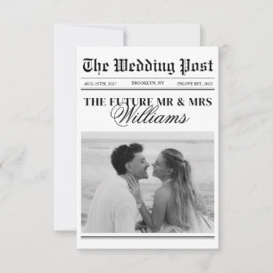 Classic Vintage Newspaper Wedding Photo Save The Date