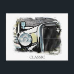 *~* Classic Vintage Old Antique Car Painting Postcard<br><div class="desc">POST CARD POSTCARD - CLASSIC CARS RETRO - SUBDUED with STRONG LINES Grunge style Digital Enhanced Paintings - PERSONALIZE TEXT IF DESIRED. - FORD V8 Car / cars. The background Frame is WHITE. The word CLASSIC can be edited to your liking or Deleted. Energetically Enhanced and Enhanced Original Digital Photo...</div>