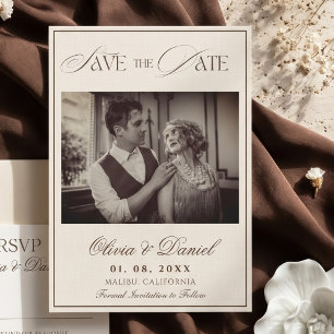 Classic Vintage Old Money Photo Save the Date Invitation