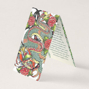 Classic vintage oriental japanese Dragon Tattoo Business Card