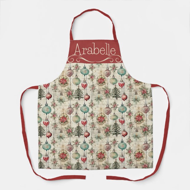 Classic Vintage Ornaments on Kitchen Apron (Front)