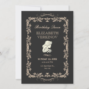 Classic vintage ornate queen invitation