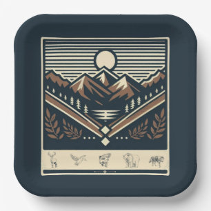 Classic/vintage outdoors/wilderness paper plate