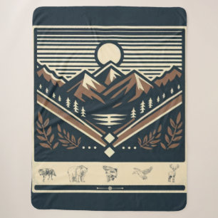 Classic/vintage outdoors/wilderness sherpa blanket