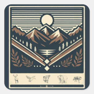 Classic/vintage outdoors/wilderness square sticker