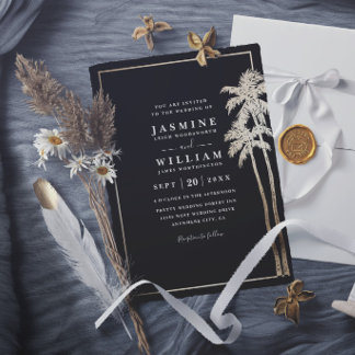 Classic Vintage Palm Trees Elegant Modern Wedding Invitation