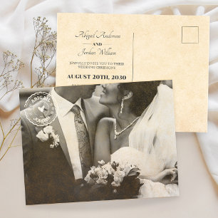Classic Vintage photo wedding Invitation Postcard